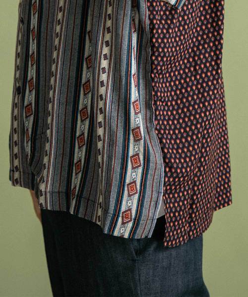 UNITED TOKYO（ユナイテッドトウキョウ）の「ビンテージパネルオープンカラーシャツ（シャツ/ブラウス・メンズ・ネイビー/マルチ・3/1/2）」の9枚目の写真