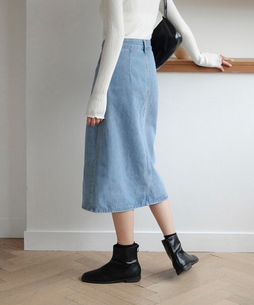 urge：（アージコロン ）の「【URGE：】デニム タイトロングスカート（デニムスカート・レディース・ライトブルー/ネイビー/ブラック/ホワイト/ワンウォッシュ/チャコールグレー・SMALL/MEDIUM/LARGE/X-LARGE）」の22枚目の写真