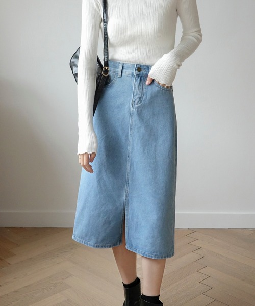 urge：（アージコロン ）の「【URGE：】デニム タイトロングスカート（デニムスカート・レディース・ライトブルー/ネイビー/ブラック/ホワイト/ワンウォッシュ/チャコールグレー・SMALL/MEDIUM/LARGE/X-LARGE）」の19枚目の写真