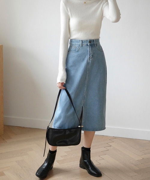 urge：（アージコロン ）の「【URGE：】デニム タイトロングスカート（デニムスカート・レディース・ライトブルー/ネイビー/ブラック/ホワイト/ワンウォッシュ/チャコールグレー・SMALL/MEDIUM/LARGE/X-LARGE）」の20枚目の写真