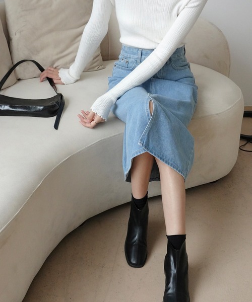 urge：（アージコロン ）の「【URGE：】デニム タイトロングスカート（デニムスカート・レディース・ライトブルー/ネイビー/ブラック/ホワイト/ワンウォッシュ/チャコールグレー・SMALL/MEDIUM/LARGE/X-LARGE）」の18枚目の写真