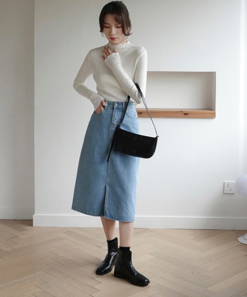 urge：（アージコロン ）の「【URGE：】デニム タイトロングスカート（デニムスカート・レディース・ライトブルー/ネイビー/ブラック/ホワイト/ワンウォッシュ/チャコールグレー・SMALL/MEDIUM/LARGE/X-LARGE）」の17枚目の写真