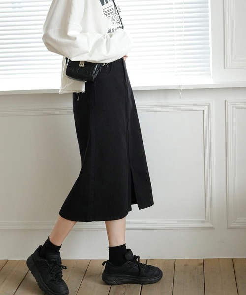 urge：（アージコロン ）の「【URGE：】デニム タイトロングスカート（デニムスカート・レディース・ライトブルー/ネイビー/ブラック/ホワイト/ワンウォッシュ/チャコールグレー・SMALL/MEDIUM/LARGE/X-LARGE）」の9枚目の写真