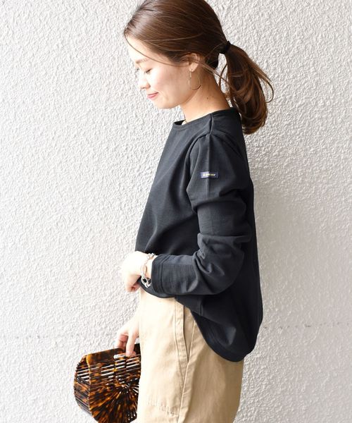 Le Minor（ルミノア）の「Le minor:ソリッドバスクトップス（Tシャツ/カットソー・レディース・ホワイト/ブラック・ONE SIZE）」の2枚目の写真