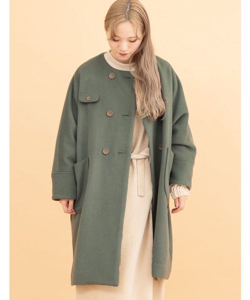 POU DOU DOU(プードゥドゥ)の「ダブルボタンドルマンスリーブコート(その他アウター・レディース・ブラック/ミント/キナリ・3)」の4枚目の写真