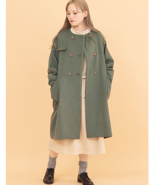 POU DOU DOU(プードゥドゥ)の「ダブルボタンドルマンスリーブコート(その他アウター・レディース・ブラック/ミント/キナリ・3)」の6枚目の写真