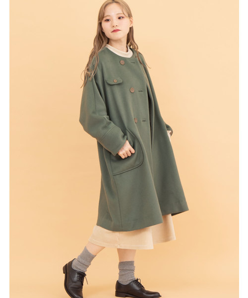POU DOU DOU(プードゥドゥ)の「ダブルボタンドルマンスリーブコート(その他アウター・レディース・ブラック/ミント/キナリ・3)」の7枚目の写真