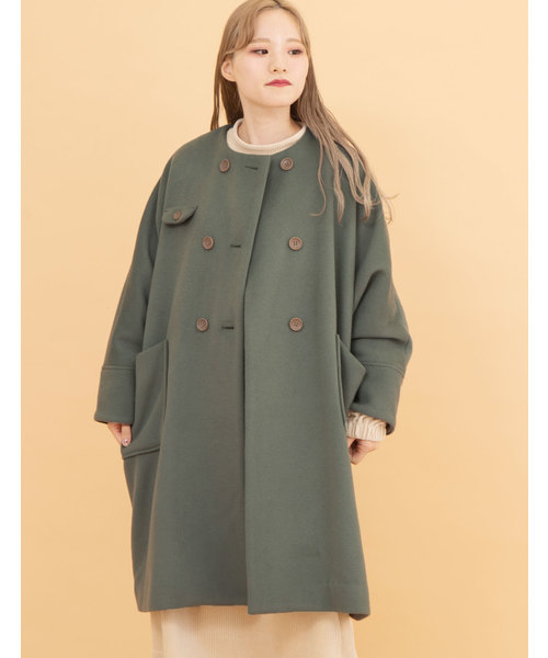 POU DOU DOU(プードゥドゥ)の「ダブルボタンドルマンスリーブコート(その他アウター・レディース・ブラック/ミント/キナリ・3)」の9枚目の写真