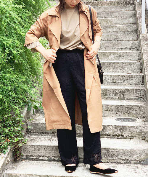 STYLEBLOCK(スタイルブロック)の「模様編みワイドパンツ(その他パンツ・レディース・ブラック/ベージュ/カーキ/キャメル・M)」の8枚目の写真