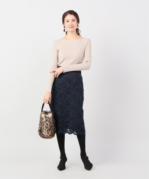 La TOTALITE（ラトータリテ）の「レースタイトスカート◆（スカート・レディース・ネイビー/キャメル・40/38/36）」の3枚目の写真