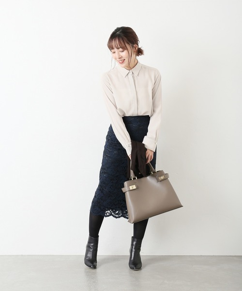 La TOTALITE（ラトータリテ）の「レースタイトスカート◆（スカート・レディース・ネイビー/キャメル・40/38/36）」の13枚目の写真