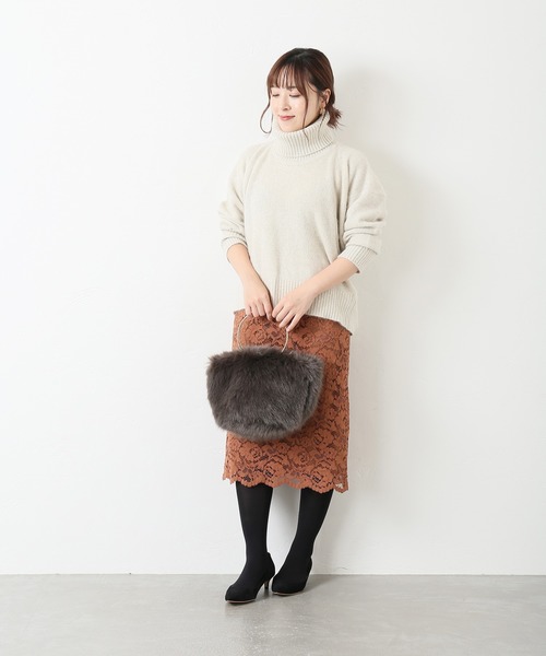 La TOTALITE（ラトータリテ）の「レースタイトスカート◆（スカート・レディース・ネイビー/キャメル・40/38/36）」の16枚目の写真