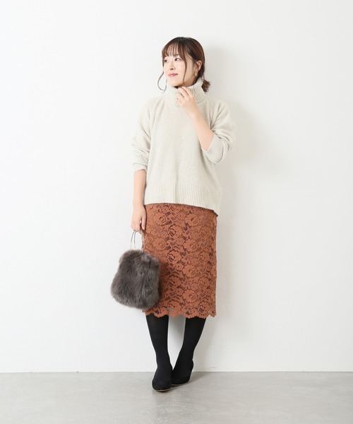 La TOTALITE（ラトータリテ）の「レースタイトスカート◆（スカート・レディース・ネイビー/キャメル・40/38/36）」の20枚目の写真