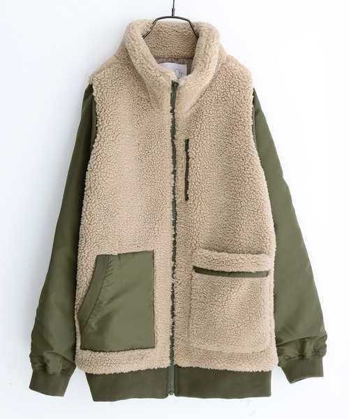 n'OrLABEL(ノアールレーベル)の「『スタンドカラーボアブルゾン』(ブルゾン・レディース・ライトベージュ/モカ/ブラック・1/2)」の2枚目の写真