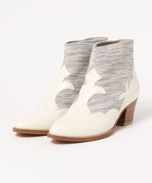 cava cava（サヴァサヴァ）の「〈cava cava (サヴァサヴァ)〉ストレッチウエスタンブーツ（ブーツ・レディース・ブラック/アイボリー/ガンメタ・22.5cm/23.0cm/23.5cm/24.0cm/24.5cm）」の8枚目の写真