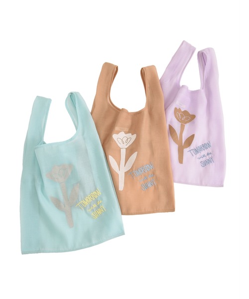 POU DOU DOU（プードゥドゥ）の「フラワープリントマルシェバッグ（エコバッグ/サブバッグ・レディース・ミント/ラベンダー/キャメル・8）」の11枚目の写真