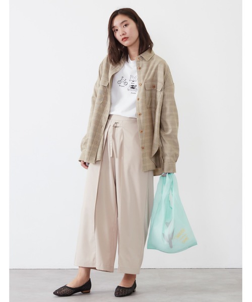 POU DOU DOU（プードゥドゥ）の「フラワープリントマルシェバッグ（エコバッグ/サブバッグ・レディース・ミント/ラベンダー/キャメル・8）」の12枚目の写真