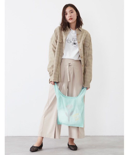 POU DOU DOU（プードゥドゥ）の「フラワープリントマルシェバッグ（エコバッグ/サブバッグ・レディース・ミント/ラベンダー/キャメル・8）」の13枚目の写真