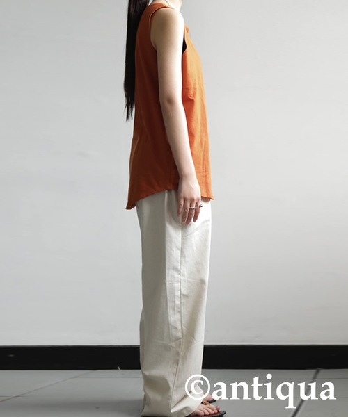 antiqua（アンティカ）の「オーガニックコットン ボートネックタンクトップ（タンクトップ・レディース・ブラック/ベージュ/ブラウン/オフホワイト/カーキ/オートミール/アッシュ/オレンジ/ダークグリーン/マスタード/ライトパープル/グリーン/ピンク/パープル・M/L/XL/XXL）」の21枚目の写真