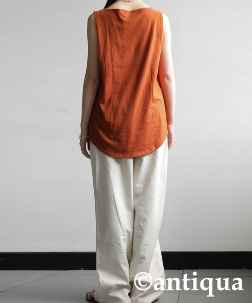 antiqua（アンティカ）の「オーガニックコットン ボートネックタンクトップ（タンクトップ・レディース・ブラック/ベージュ/ブラウン/オフホワイト/カーキ/オートミール/アッシュ/オレンジ/ダークグリーン/マスタード/ライトパープル/グリーン/ピンク/パープル・M/L/XL/XXL）」の22枚目の写真