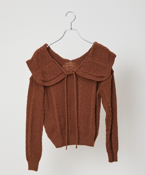 ECRIRE（エクリール）の「ビックカラーパターンニット（ニット/セーター・レディース・オフホワイト/ブラウン/グリーン・フリー）」の13枚目の写真