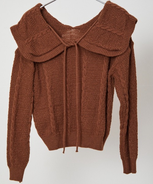 ECRIRE（エクリール）の「ビックカラーパターンニット（ニット/セーター・レディース・オフホワイト/ブラウン/グリーン・フリー）」の19枚目の写真