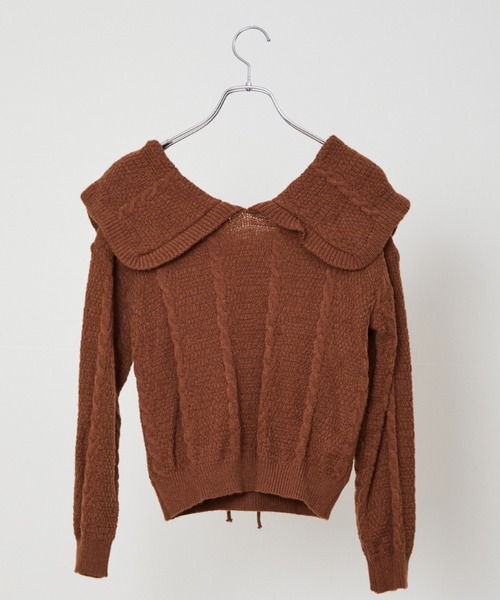 ECRIRE（エクリール）の「ビックカラーパターンニット（ニット/セーター・レディース・オフホワイト/ブラウン/グリーン・フリー）」の15枚目の写真