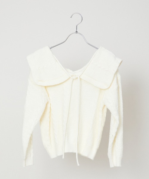 ECRIRE（エクリール）の「ビックカラーパターンニット（ニット/セーター・レディース・オフホワイト/ブラウン/グリーン・フリー）」の7枚目の写真