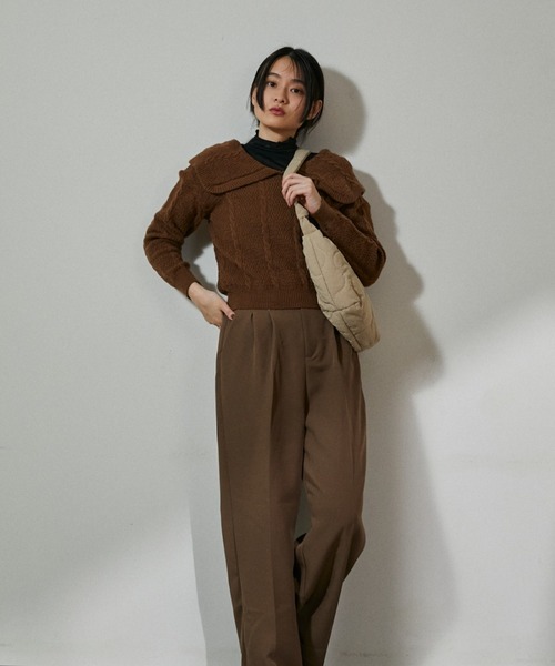 ECRIRE（エクリール）の「ビックカラーパターンニット（ニット/セーター・レディース・オフホワイト/ブラウン/グリーン・フリー）」の18枚目の写真