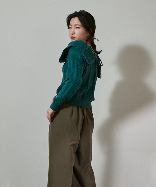 ECRIRE（エクリール）の「ビックカラーパターンニット（ニット/セーター・レディース・オフホワイト/ブラウン/グリーン・フリー）」の5枚目の写真