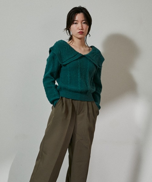 ECRIRE（エクリール）の「ビックカラーパターンニット（ニット/セーター・レディース・オフホワイト/ブラウン/グリーン・フリー）」の9枚目の写真