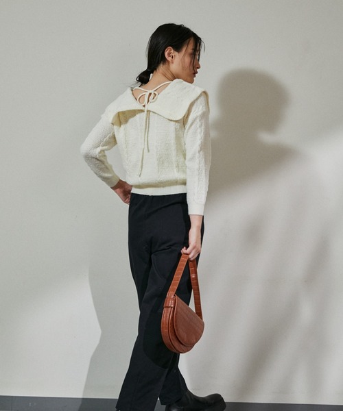 ECRIRE（エクリール）の「ビックカラーパターンニット（ニット/セーター・レディース・オフホワイト/ブラウン/グリーン・フリー）」の8枚目の写真