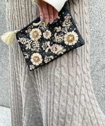 【GIFT】-artipur COTTAGE-ザリ＆ビーズ刺繍フラットポーチ