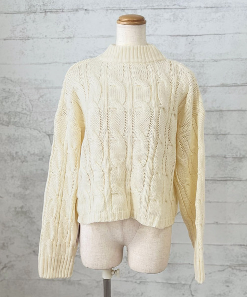 Girly Doll（ガーリードール）の「タートルケーブルニット（ニット/セーター・レディース・モカ/グレー/レッド/オフホワイト/ブラック/ネイビー/キャメル/グレー系その他/ブルー系その他/ホワイト系その他/レッド系その他/ブラウン系その他/イエロー系その他/ブラック系その他・F）」の20枚目の写真