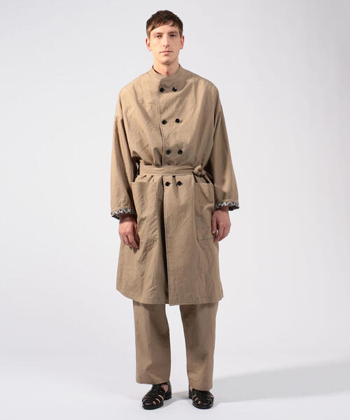 FIRMUM ドライドビーモールスキン ノーカラーダブルブレストオーバーコート FIRMUM ドライドビーモールスキン ノーカラーダブルブレスト