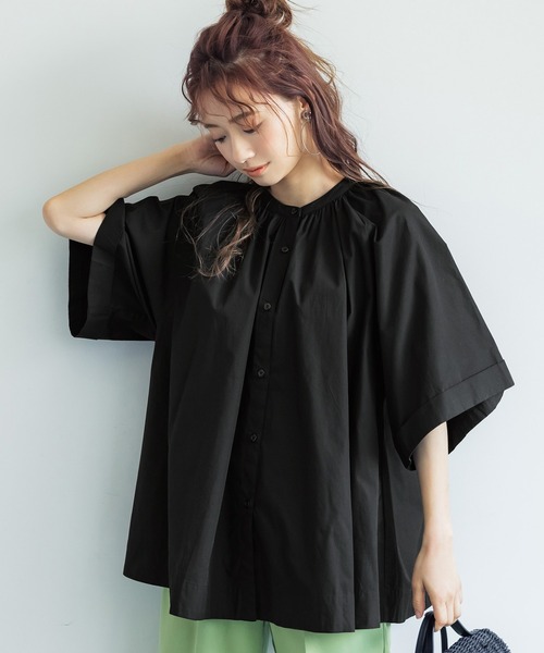 coca（coca）（コカ）の「コットン ギャザーワイドスリーブシャツ（シャツ/ブラウス・レディース・ホワイト/ブラック・ONE SIZE）」の2枚目の写真