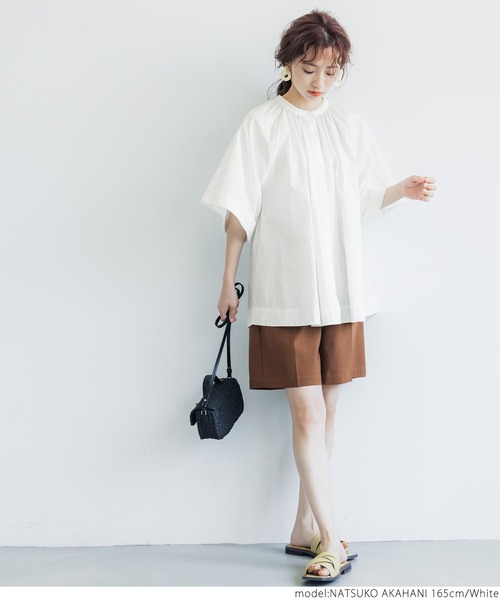 coca（coca）（コカ）の「コットン ギャザーワイドスリーブシャツ（シャツ/ブラウス・レディース・ホワイト/ブラック・ONE SIZE）」の8枚目の写真