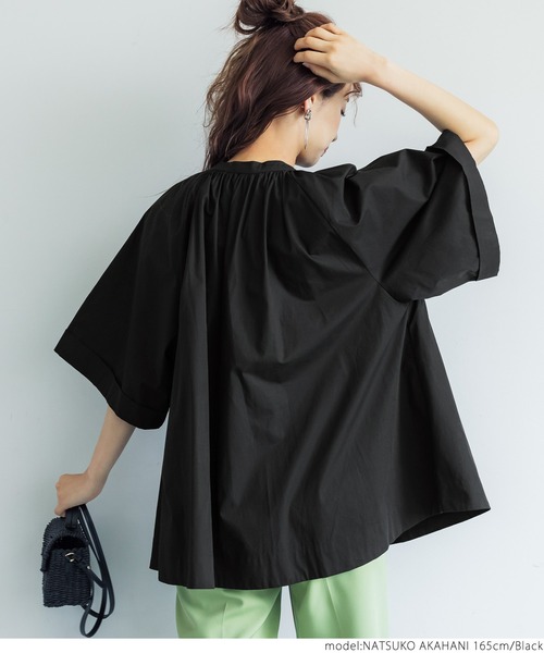 coca（coca）（コカ）の「コットン ギャザーワイドスリーブシャツ（シャツ/ブラウス・レディース・ホワイト/ブラック・ONE SIZE）」の12枚目の写真