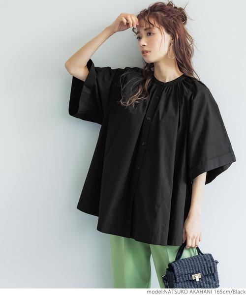 coca（coca）（コカ）の「コットン ギャザーワイドスリーブシャツ（シャツ/ブラウス・レディース・ホワイト/ブラック・ONE SIZE）」の14枚目の写真