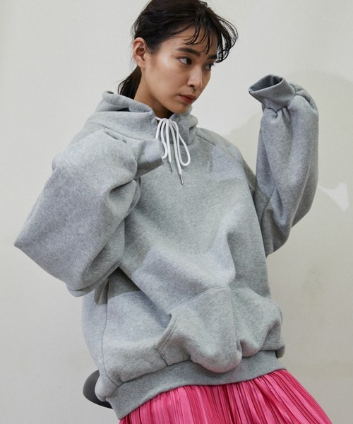 ECRIRE（エクリール）の「マルチカラーフーディー（パーカー・レディース・ブラック/グレー/ピンク/アイボリー/ダークグリーン/カーキ・フリー）」の12枚目の写真