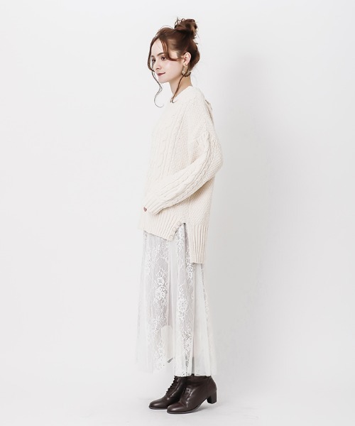 axes femme（アクシーズファム）の「レース×チュールスカート（スカート・レディース・ブラック/ピンク/サックスブルー・MEDIUM）」の4枚目の写真