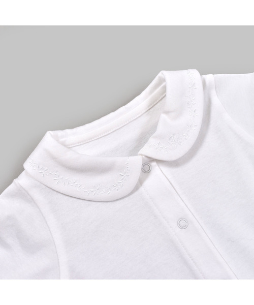 Tartine et Chocolat（タルティーヌエショコラ）の「Tartine et Chocolat/襟刺繍袖フリルロンパース （60～80cm）（ロンパース・キッズ・ホワイト・70/80/60）」の4枚目の写真
