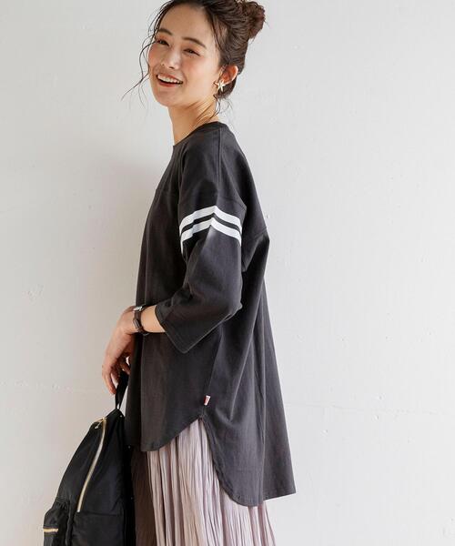 coen（コーエン）の「UVカット機能付きSAコットン7分袖フットボールTシャツ（Tシャツ/カットソー・レディース・ホワイト/ケリー/ブラック・FREE）」の8枚目の写真