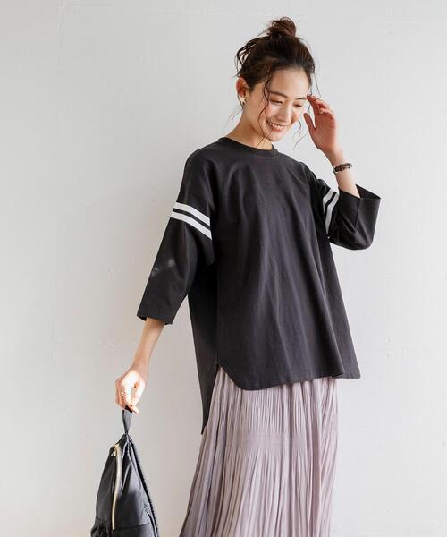 coen（コーエン）の「UVカット機能付きSAコットン7分袖フットボールTシャツ（Tシャツ/カットソー・レディース・ホワイト/ケリー/ブラック・FREE）」の9枚目の写真