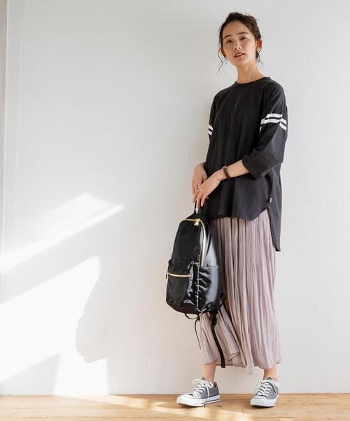 coen（コーエン）の「UVカット機能付きSAコットン7分袖フットボールTシャツ（Tシャツ/カットソー・レディース・ホワイト/ケリー/ブラック・FREE）」の21枚目の写真