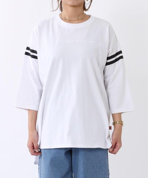 coen（コーエン）の「UVカット機能付きSAコットン7分袖フットボールTシャツ（Tシャツ/カットソー・レディース・ホワイト/ケリー/ブラック・FREE）」の15枚目の写真