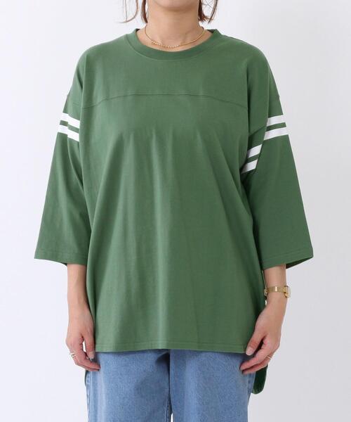 coen（コーエン）の「UVカット機能付きSAコットン7分袖フットボールTシャツ（Tシャツ/カットソー・レディース・ホワイト/ケリー/ブラック・FREE）」の17枚目の写真