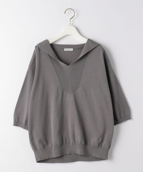 THE STATION STORE（ザ ステーション ストア）の「＜ORCIVAL＞●セーラーカラー プルオーバーニット（ニット/セーター・レディース・グレー/オフホワイト・FREE）」の14枚目の写真