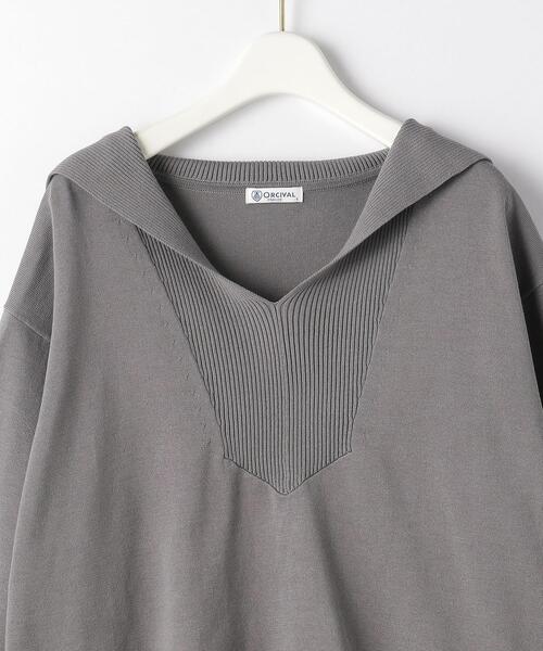 THE STATION STORE（ザ ステーション ストア）の「＜ORCIVAL＞●セーラーカラー プルオーバーニット（ニット/セーター・レディース・グレー/オフホワイト・FREE）」の10枚目の写真