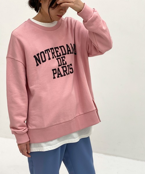 ottilie（オティーリエ）の「サイドスリットプリントスウェット（スウェット・レディース・ネイビー/ピンク/アイボリー・FREE）」の22枚目の写真